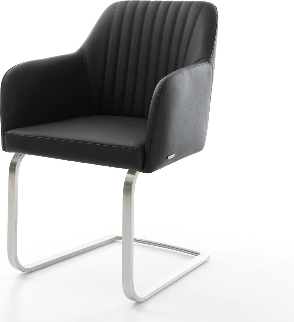 DELIFE Freischwinger Greg-Flex Echt-Leder Schwarz Produktbild 
