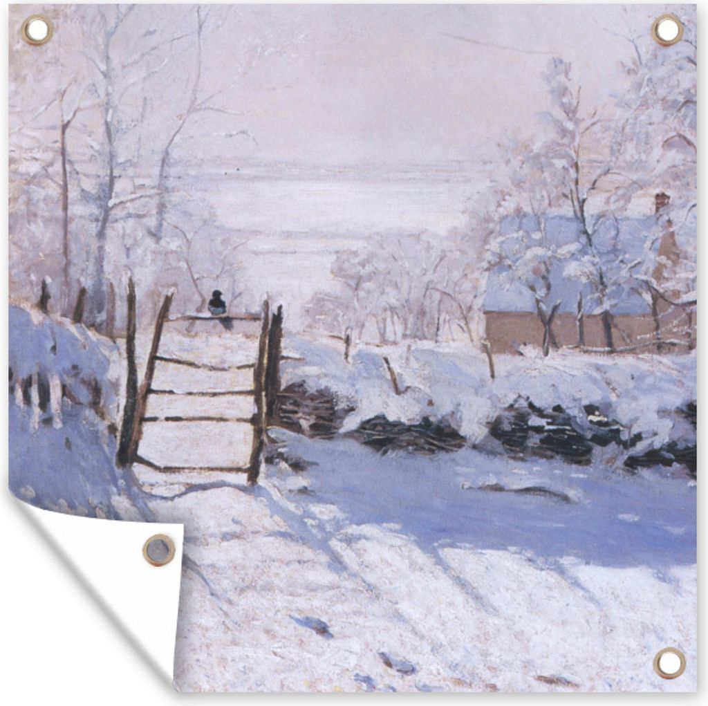 MuchoWow 50x50 cm Outdoor-Poster Gartendeko Sichtschutz Garten Poster für den Garten Die Elster - Claude Monet