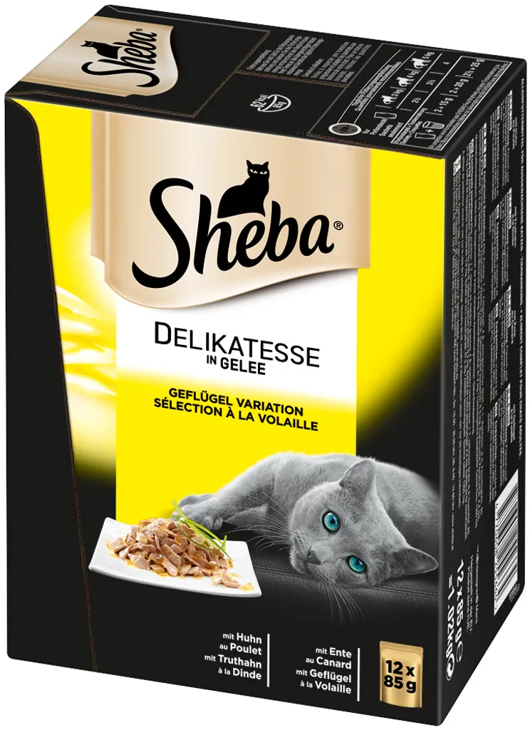 Repas Complet pour Chat Sheba Délicatesse Gelée 12x85g Sélection Volaille - 19