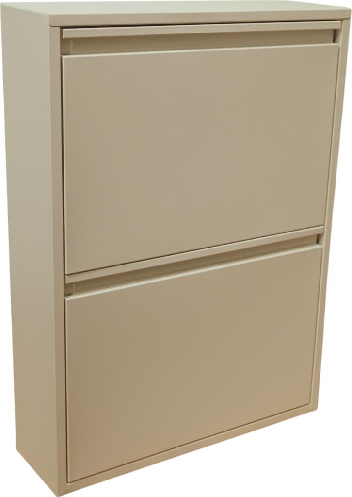 B&W Schuhschrank / Schuhkipper 2 Klappen Metall montiert, Farbwahl:Weiß