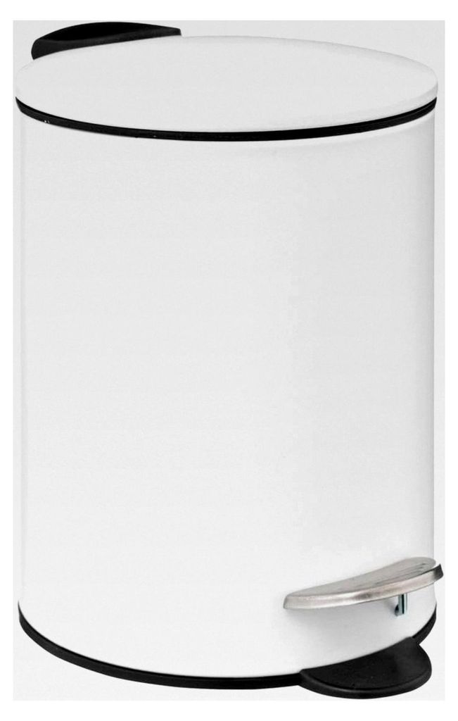 5five – Colorama Treteimer, weiß, 3 l – Metall, Soft-Close-Mechanismus, herausnehmbarer Eimer – für Bad, WC, Büro