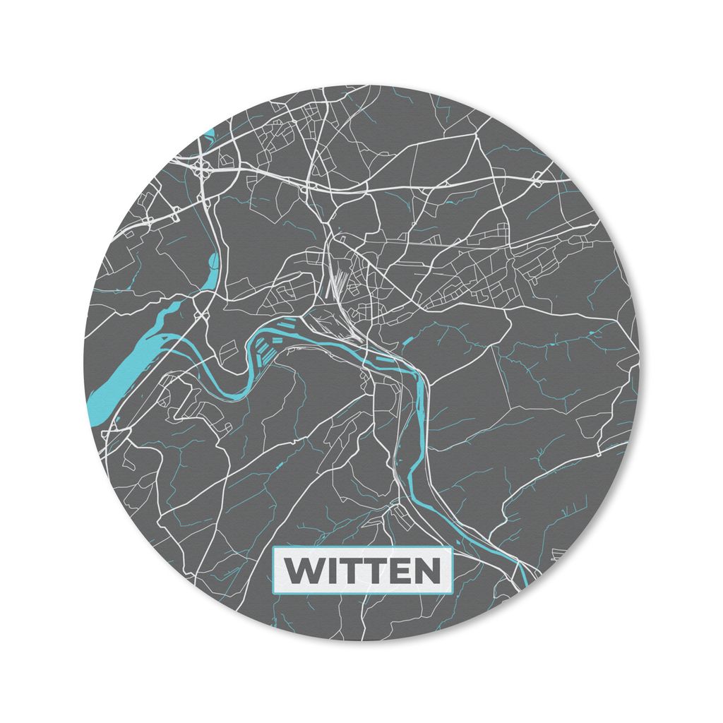 MuchoWow Mauspad Mousepad Blau - Deutschland - Karte - Stadtplan - Witten 30x30 cm - Mousepads - Maus Mat - Pad - Mausunterlage - Tischunterlage ...