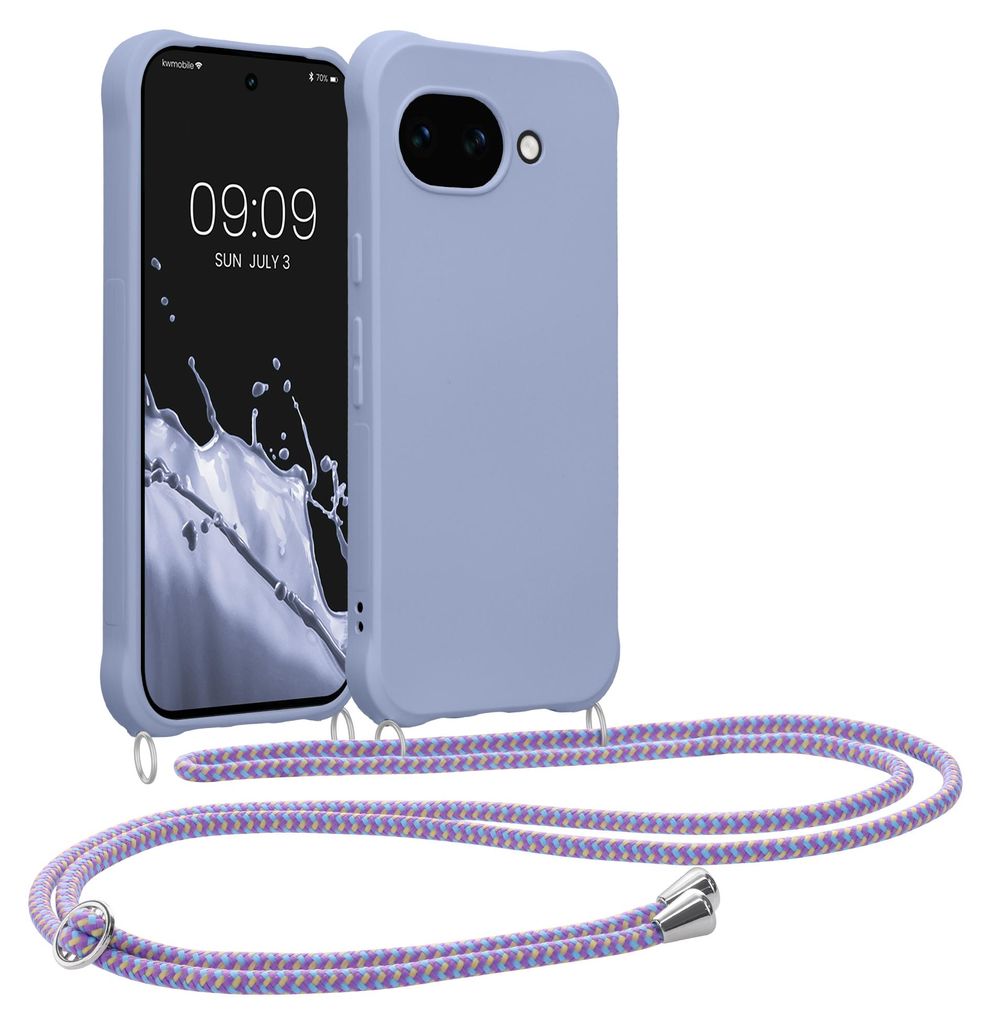 kwmobile Necklace Case kompatibel mit Google Pixel 10a Hülle - Cover mit Kordel zum Umhängen - Silikon Schutzhülle Lavendel