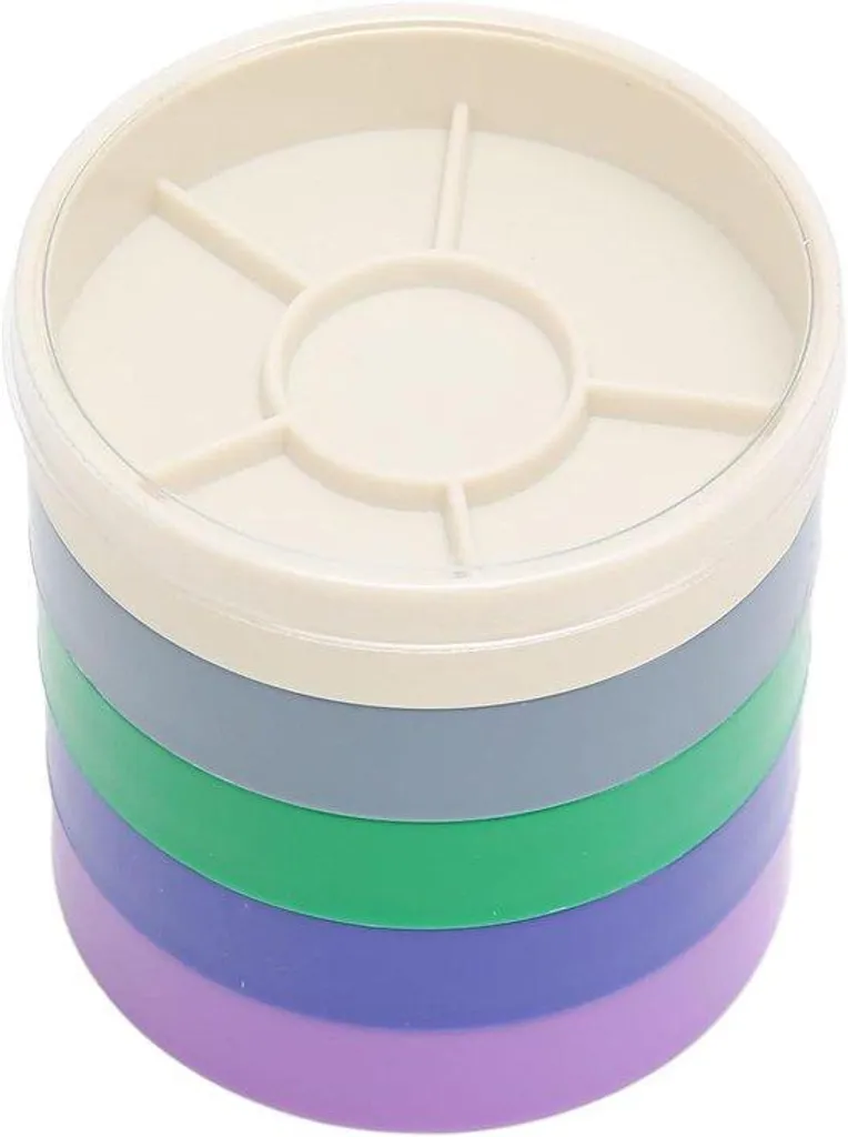 Boîte ronde à 5 compartiments pour montres et bijoux doublée de tissu
