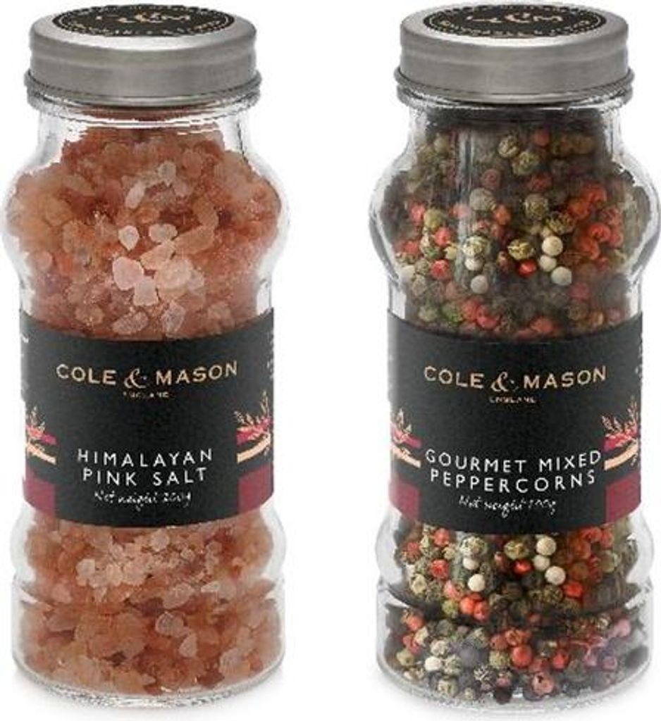 Cole & Mason Nachfüllglas Luxus Salz & Gourmet Pfeffer - Salz- und Pfeffer-Gewürzmischung 14cm