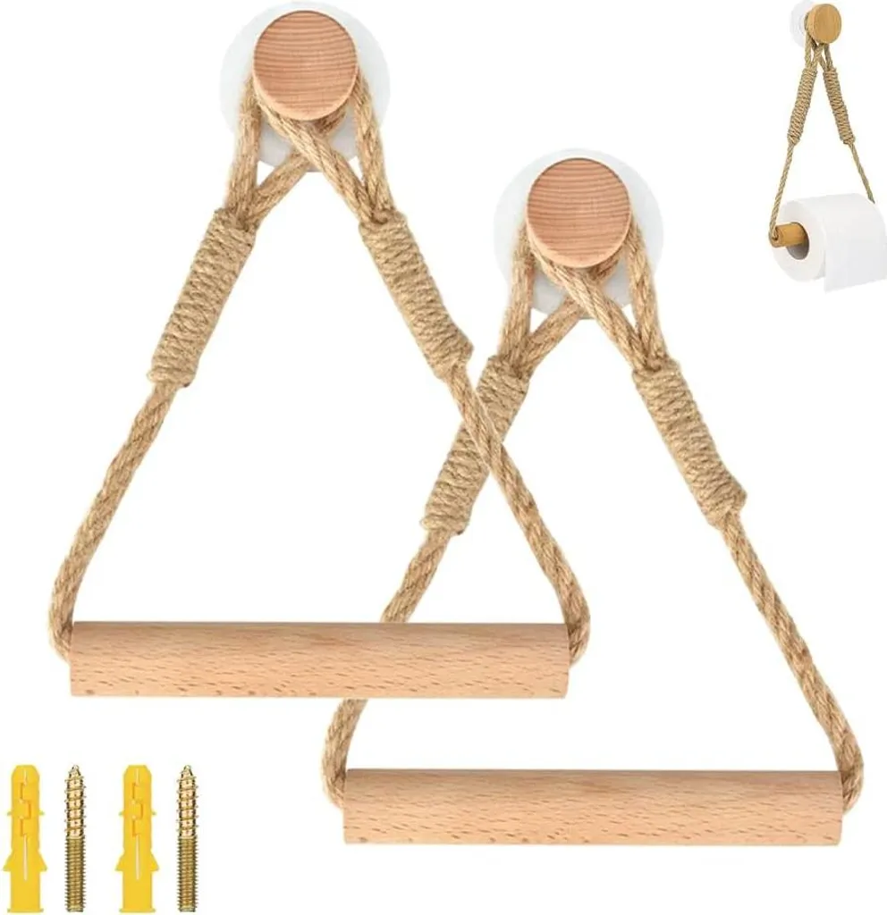 Dérouleur papier toilette vintage en corde de jute, style industriel