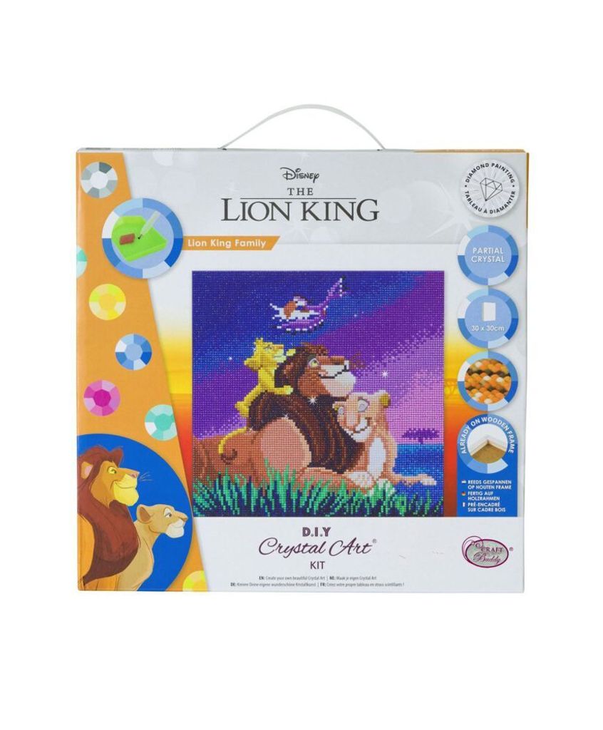 Craft Buddy CAK-DNY701M - Crystal Art, Lion King Family, Kit, Bild, 30 x 30 cm cm