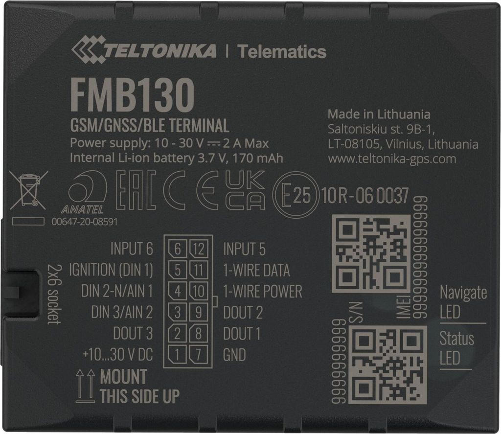 TELTONIKA TELEMATICS FMB130 Tracker 2G avancé avec entrées Image du produit 