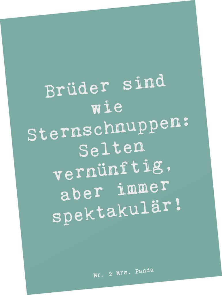 Mr. & Mrs. Panda Postkarte Spruch Brüder Sternschnuppen - Meeresbrise - Geschenk, Familienbande, Postkarten, Kleiner Bruder, Dankeschön, Humor, G...