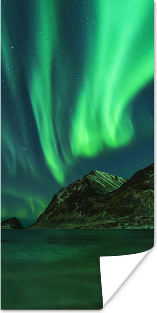 MuchoWow Poster Nordlichter - Sternenhimmel - Norwegen 40x80 cm - Dekoration