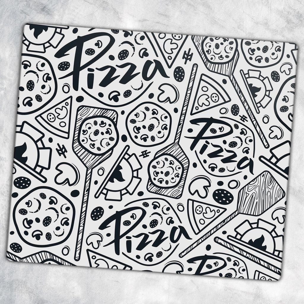 Glas-Herdabdeckplatten Glaskeramikkochfeld-Abdeckung Spritzschutz Glas 60 cm x 52 cm - Pizza Motiv
