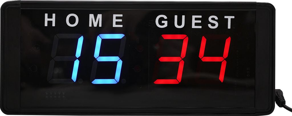 A digital scoreboard displaying scores for 'HOME' and 'GUEST'.