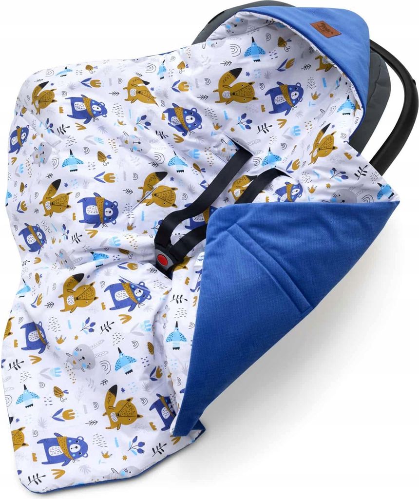 Pepi Einschlagdecke Babyschale Kindersitz Decke für Autositz Babydecke Maxi Cosi mit Velvet 90×90 cm Blue Bear