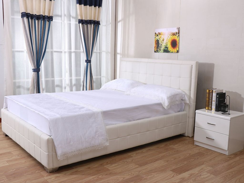 Set Bett + Fekernmatratze "Alex" - 140 x 190 cm - Weiss