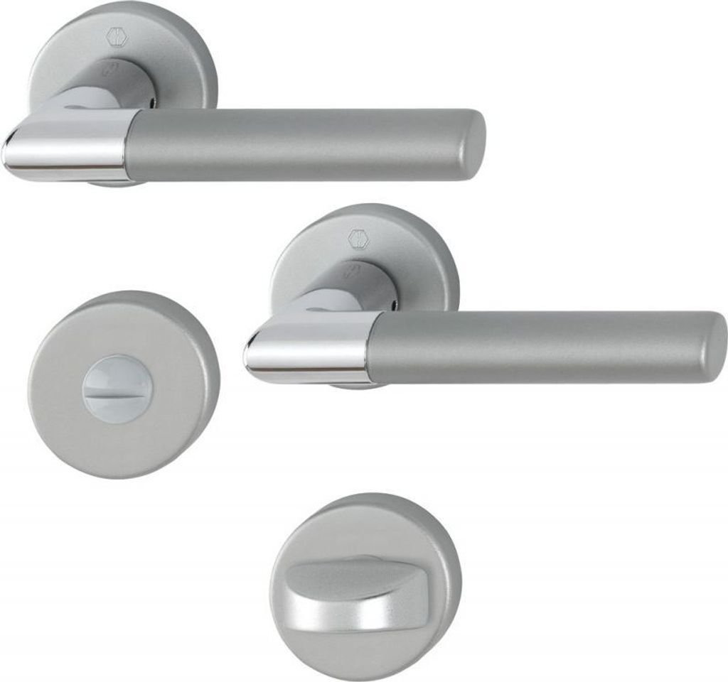 HOPPE Aluminium-Rosetten-Türgriff-Garnitur Lecce GRT-SST/F49/F9-2/8/8.5/5-8/SK/OL/40/KSK27 - 11538764