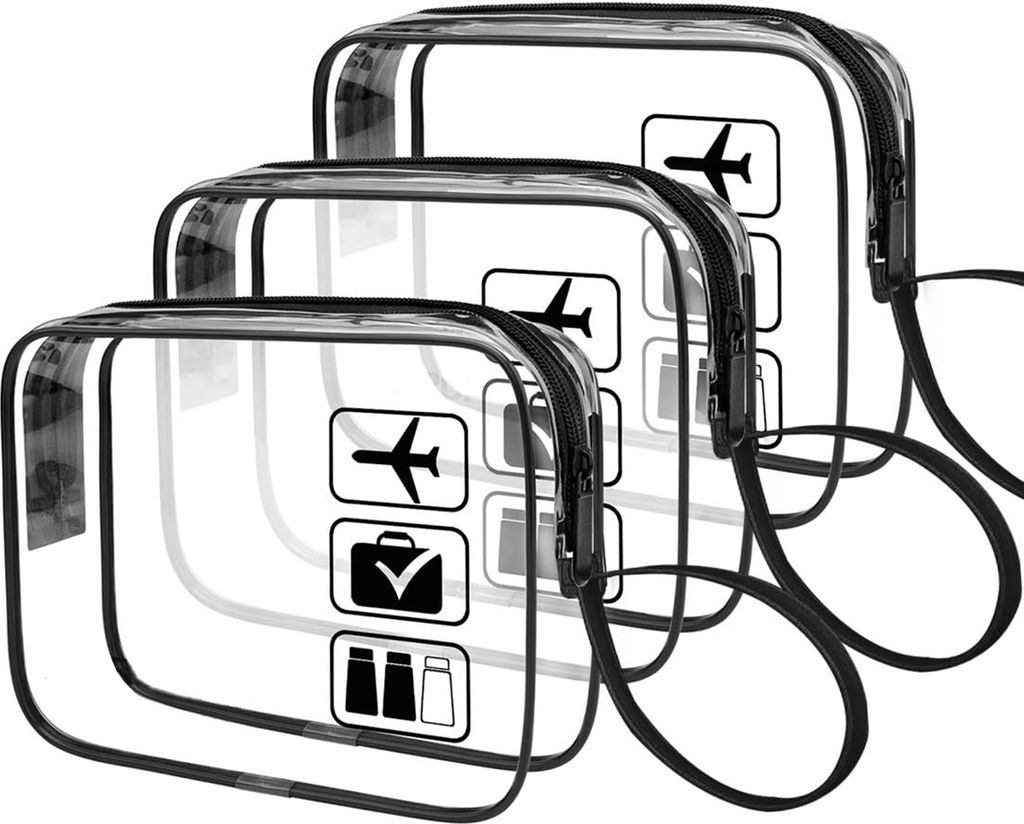 3x Trousse de toilette transparente, parfaite pour les Image du produit 