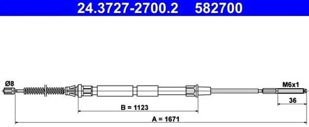 Câble de frein à main ATE 24.3727-2700.2 pour SEAT Inca et VW Caddy II