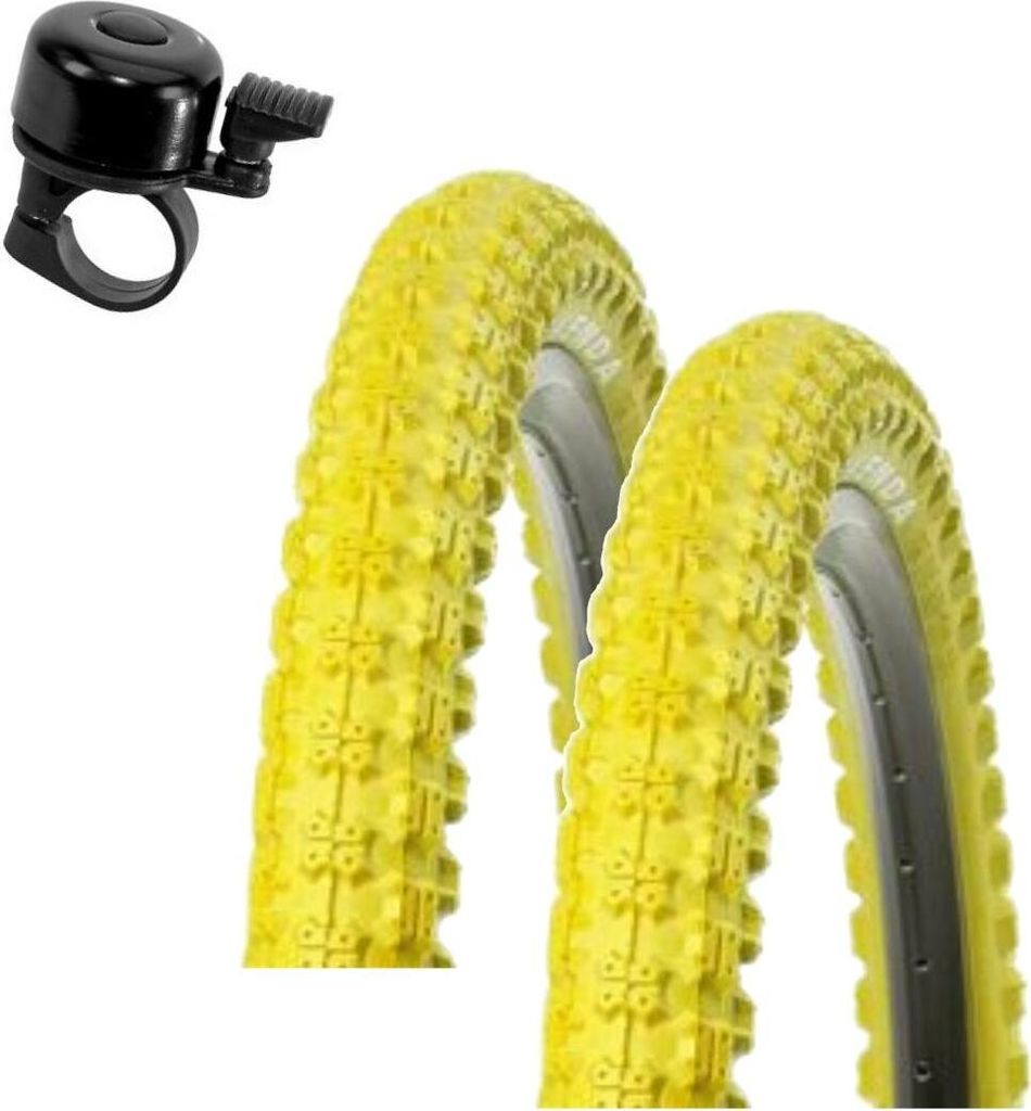 2 x Kenda 20" BMX K-50 Fahrradreifen in Gelb 57-406 (20 x 2,125) inkl. maxxi4you Fahrradklingel