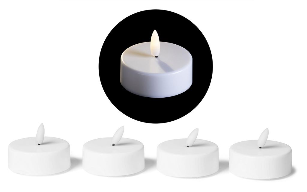 LED-theelicht, groot, met timer - set van 4, warmwit. Productafbeelding 