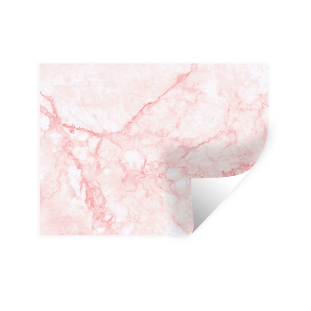MuchoWow Wandtattoo Wandsticker Wandaufkleber Marmor - Weiß - Rosa - Chic 80x60 cm Selbstklebend und Repositionierbar - Faltenfrei