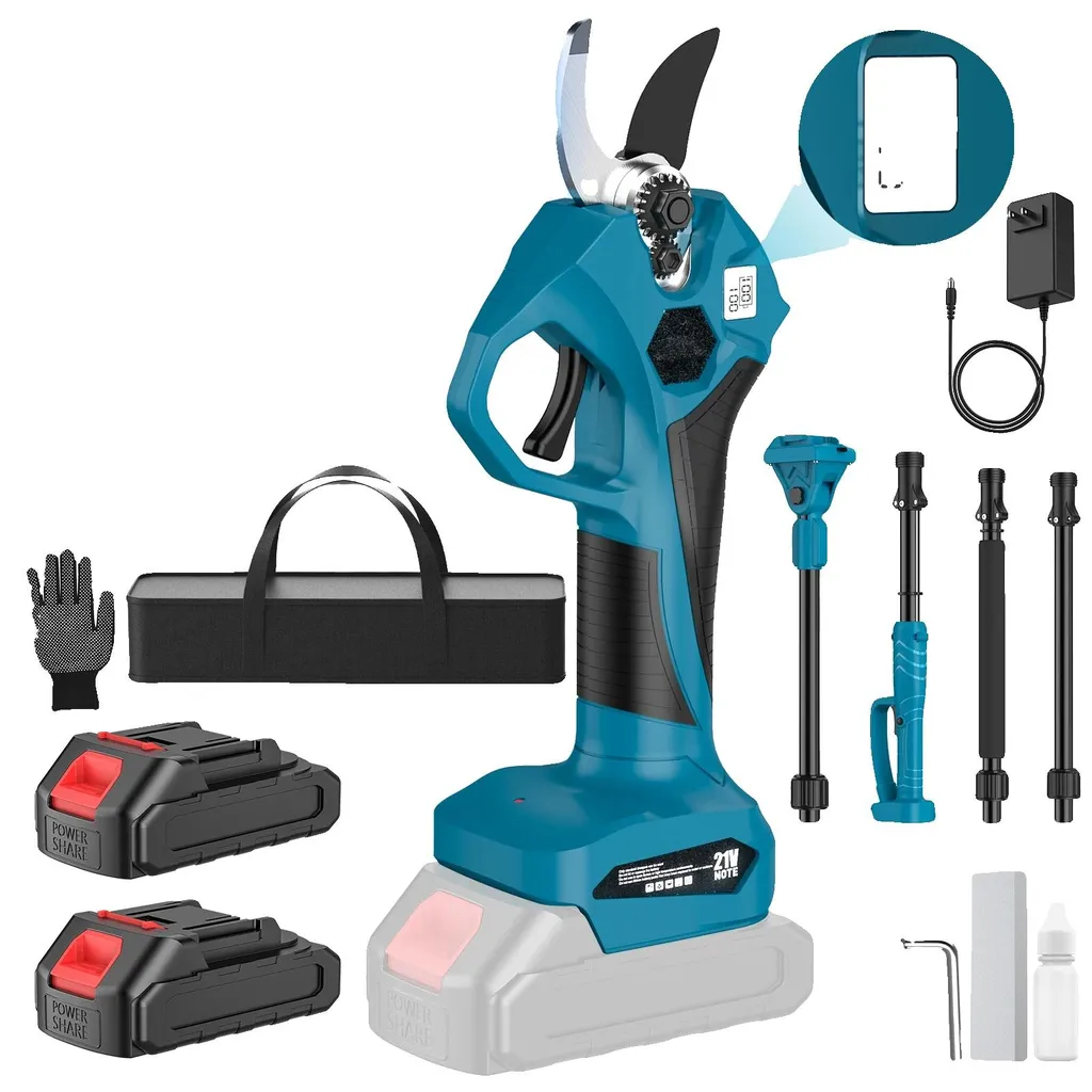 Kit d'élagage pour branches hautes avec sécateur sans fil 40mm 2m