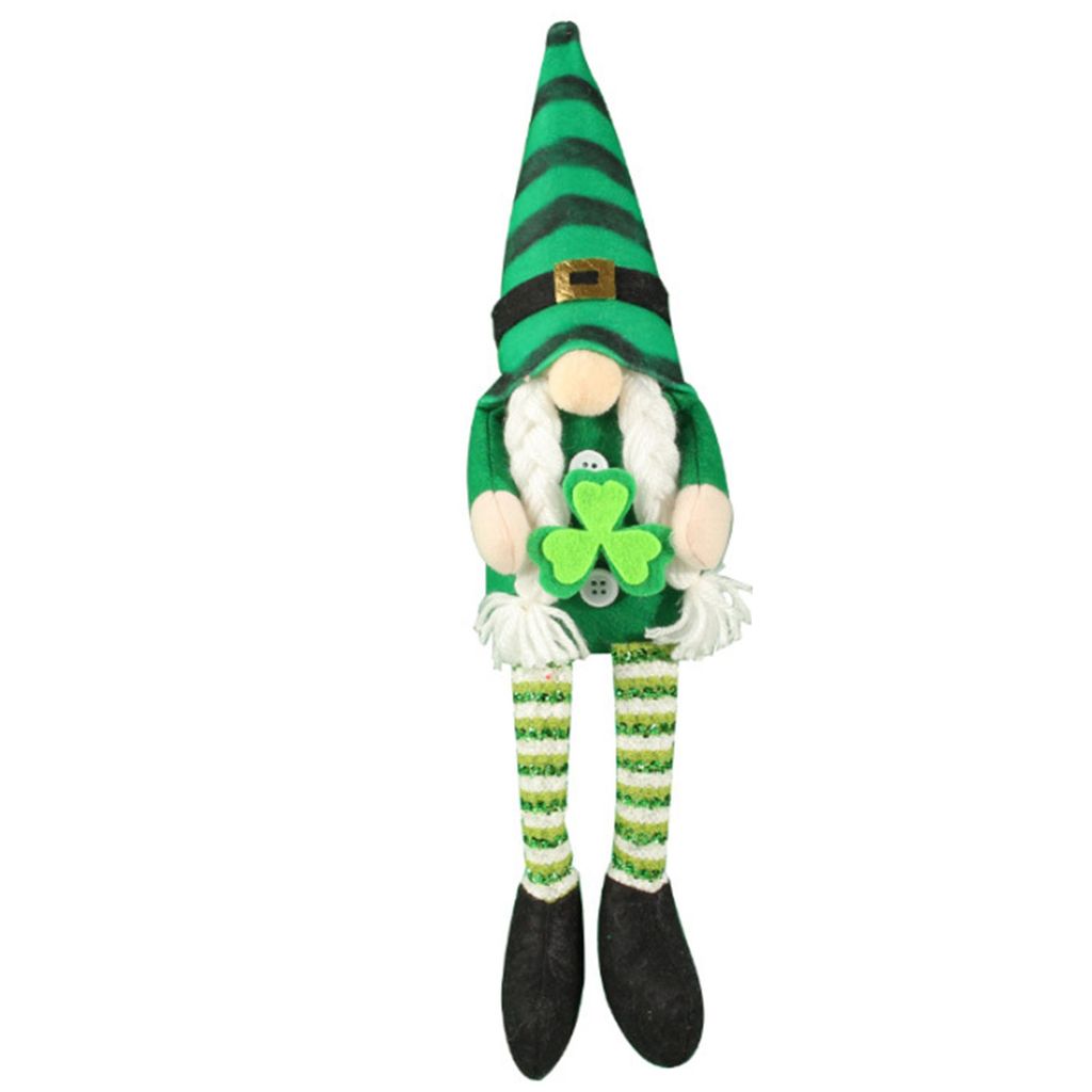 Gesichtslose Puppe Lange Bein Cartoon Stoff Kunst Happy Saint Patrick's Day Clover Gnome Doll Home Decor-Frauen