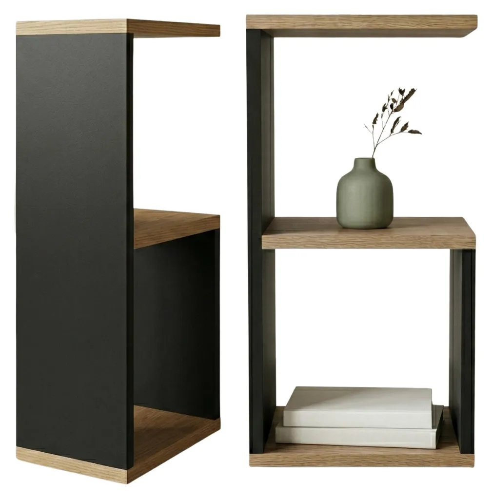 Table d'appoint KODA marron 21x21x49 cm - Bout de canapé design compact