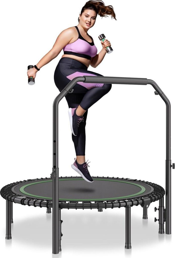 51" Foldable Mini Fitness Trampoline Adults Exercise Rebounder with Handle