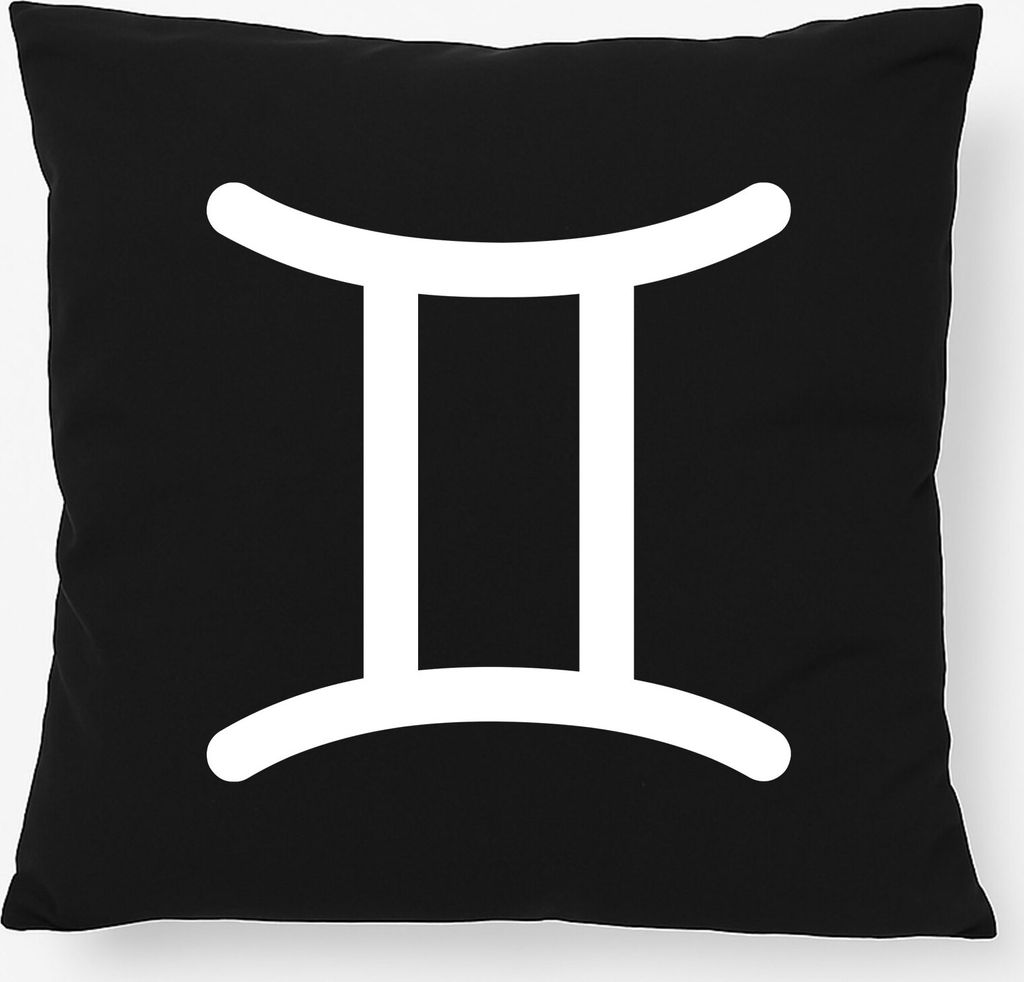 Huuraa Kissen Zwillinge Sternzeichen Zeichen 40x40cm mit Füllung Black Baumwolle Dekokissen Geschenkidee