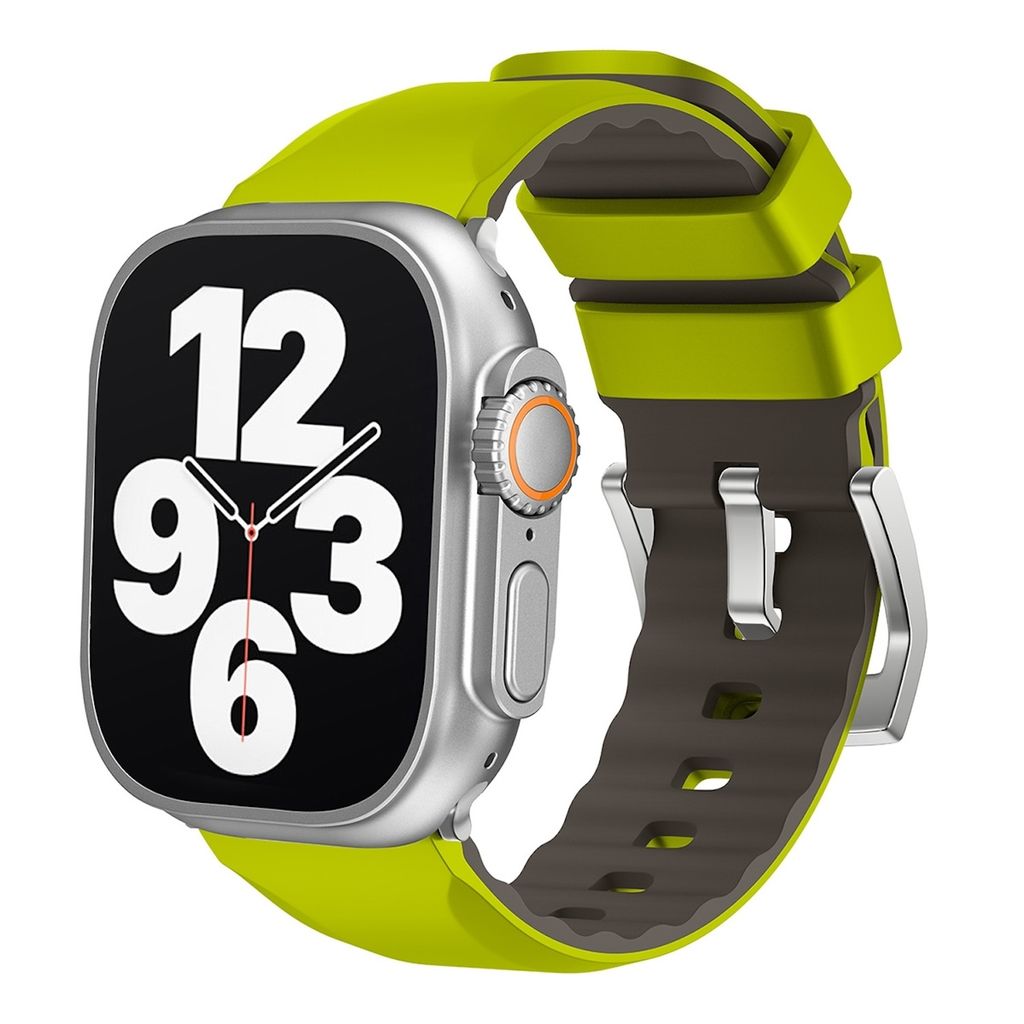 Für Apple Watch SE 2023 44mm Two Color Silikon Sport Armband Watch Ersatz Arm Band Hellgrün