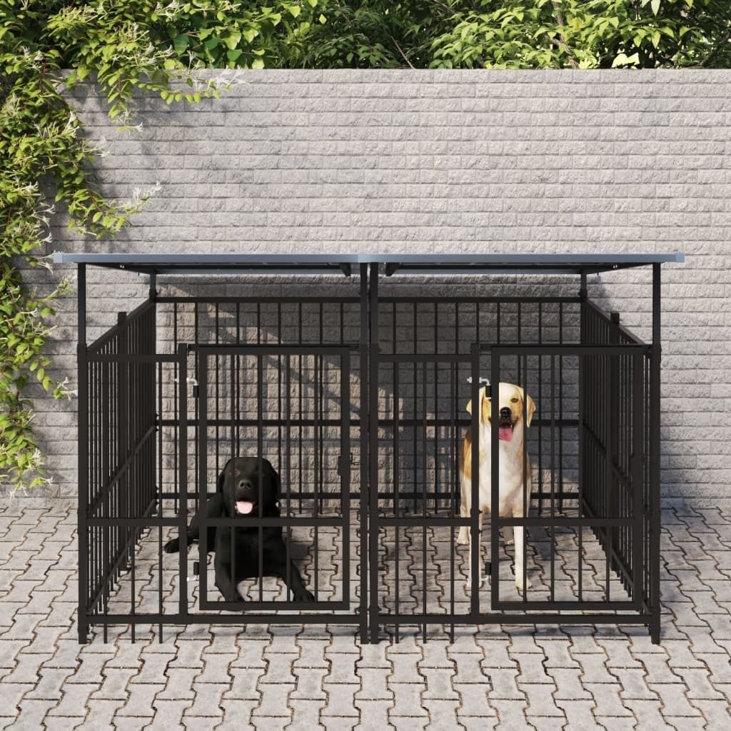 Outdoor-Hundezwinger mit Dach Stahl 3,75 m², Sonstiges Hundezubehör 2024 Neu Design Möbel