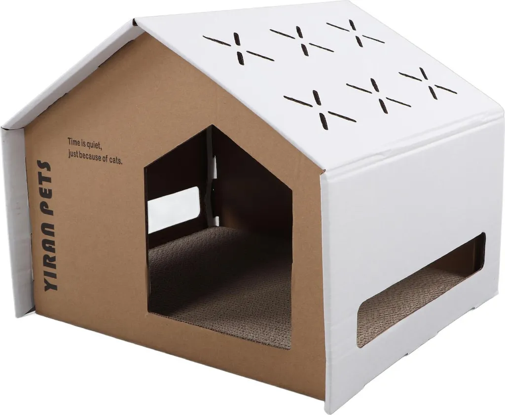 Maison pour chat en carton 008 2 avec griffoir haute densité et design