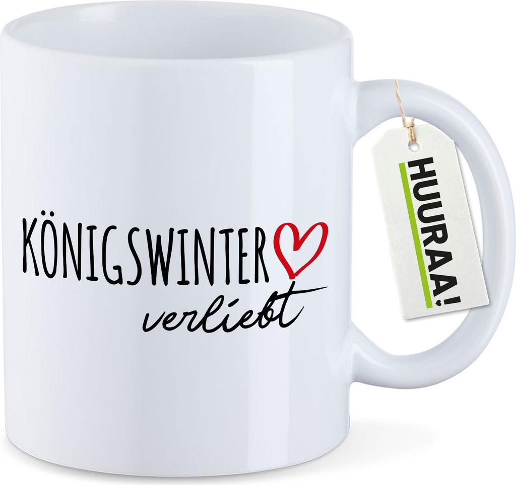 Huuraa Kaffeetasse Königswinter verliebt 330ml Weiß Keramik Kaffeebecher Geschenkidee