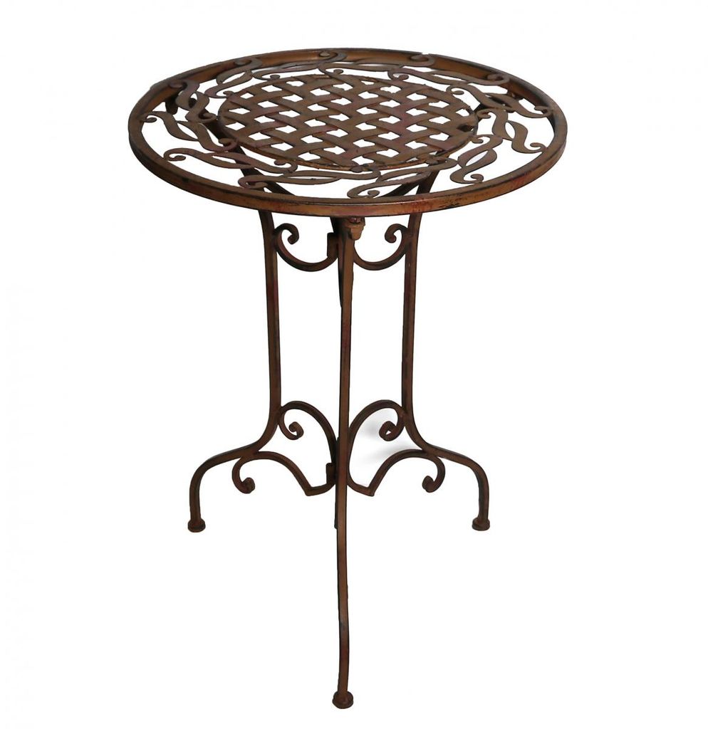 Gartentisch Tisch Beistelltisch braun im Antik-Stil Höhe 70cm Metall Eisen