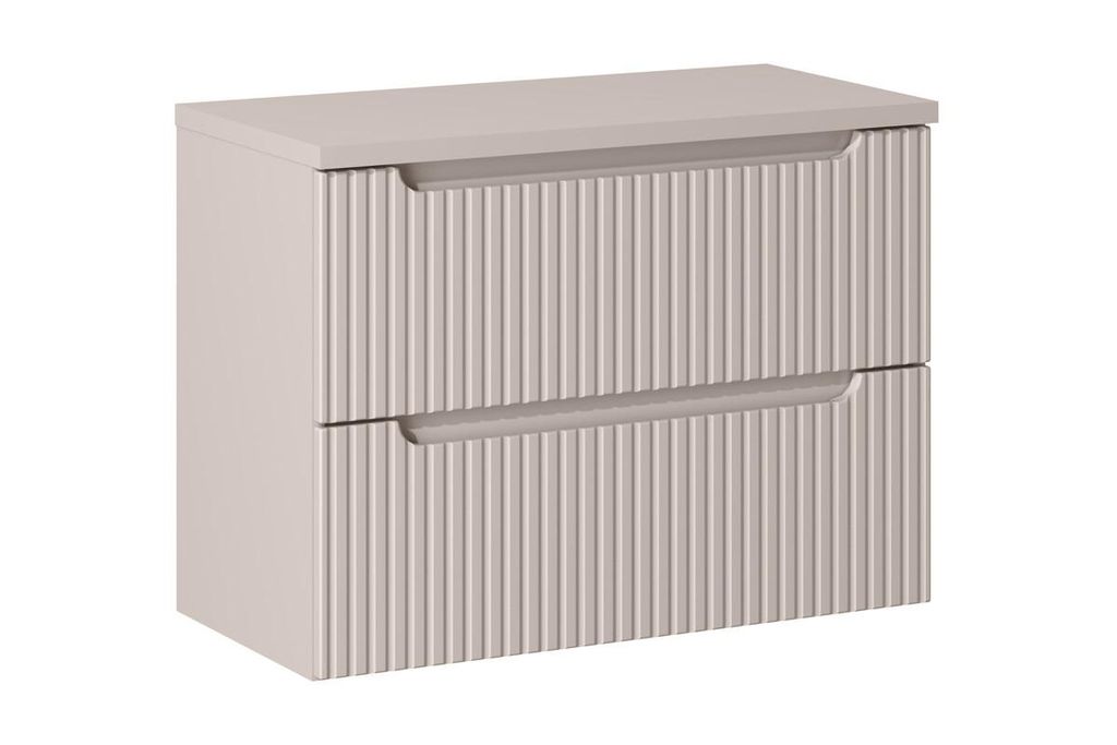 Waschbeckenunterschrank - Mit Arbeitsplatte 80 cm , 2 Schubladen , Nova Cashmere N BM208 - Kaschmir/Matt
