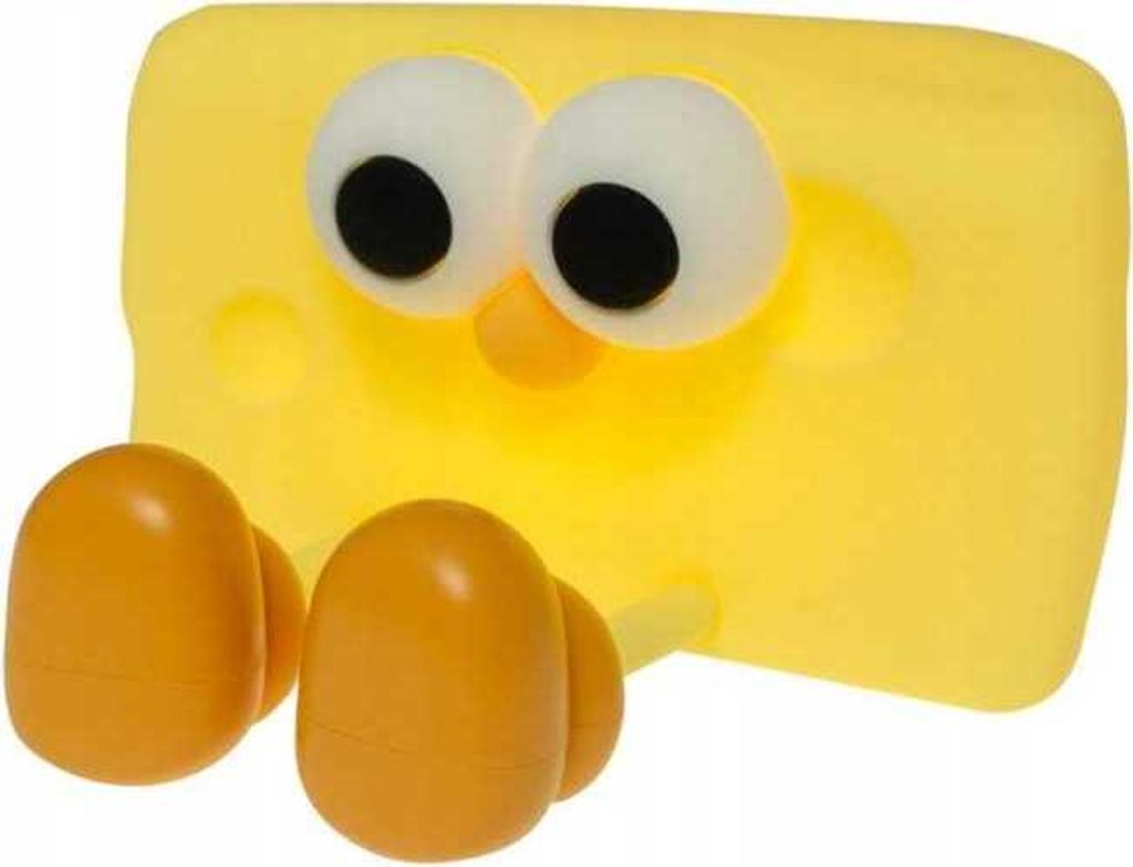A cartoon-like cheese character with eyes and feet, shown against a white background.