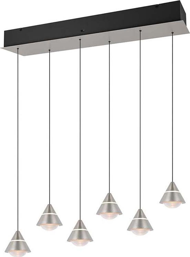 LED Hängeleuchte, Nickel matt, Farbwechsel, H 200 cm