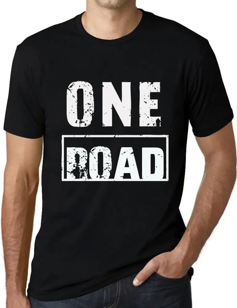 Herren Grafik T-Shirt Eine Straße – One Road – Öko-Verantwortlich Vintage Jahrgang Kurzarm Lustige Druck Geburtstag Geschenk Mann