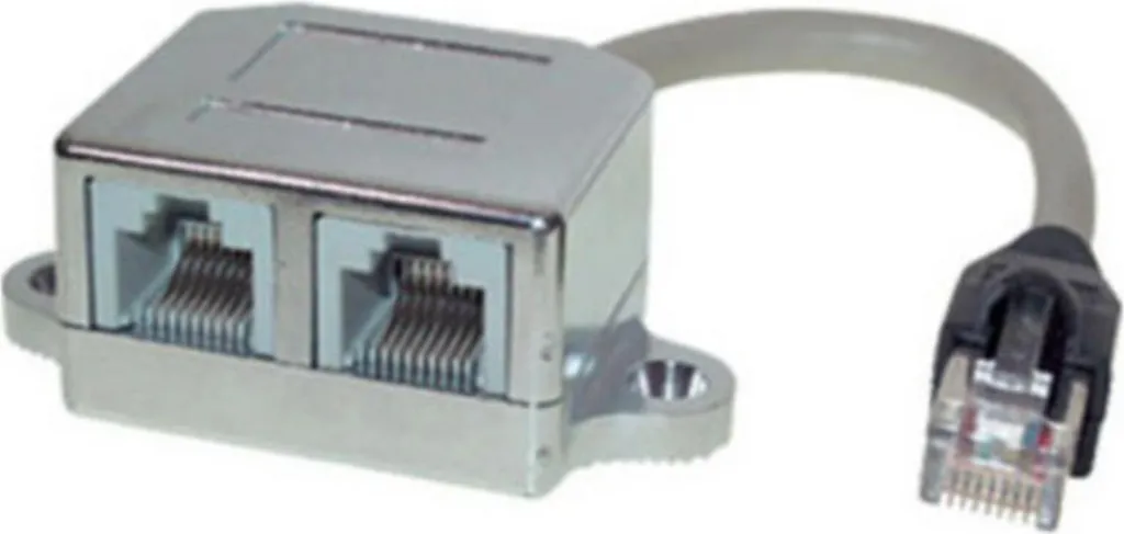 Doubleur adaptateur réseau Cat. 5e pour port Ethernet et téléphone 10cm