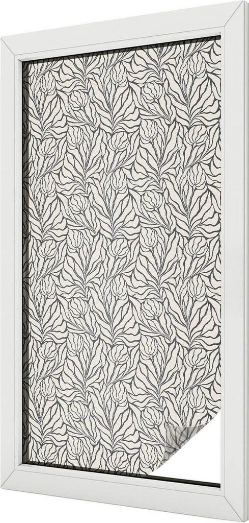 Buntglas Fensterfolie – 100x100 cm – Stained-Glass Design – blickdichte dekorative Sichtschutzfolie – selbstklebend, UV-Schutz – Blätter...