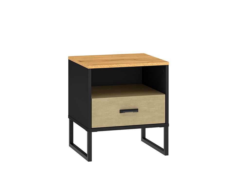 Nachttisch SABEL - schwarz / Craft Eiche gold