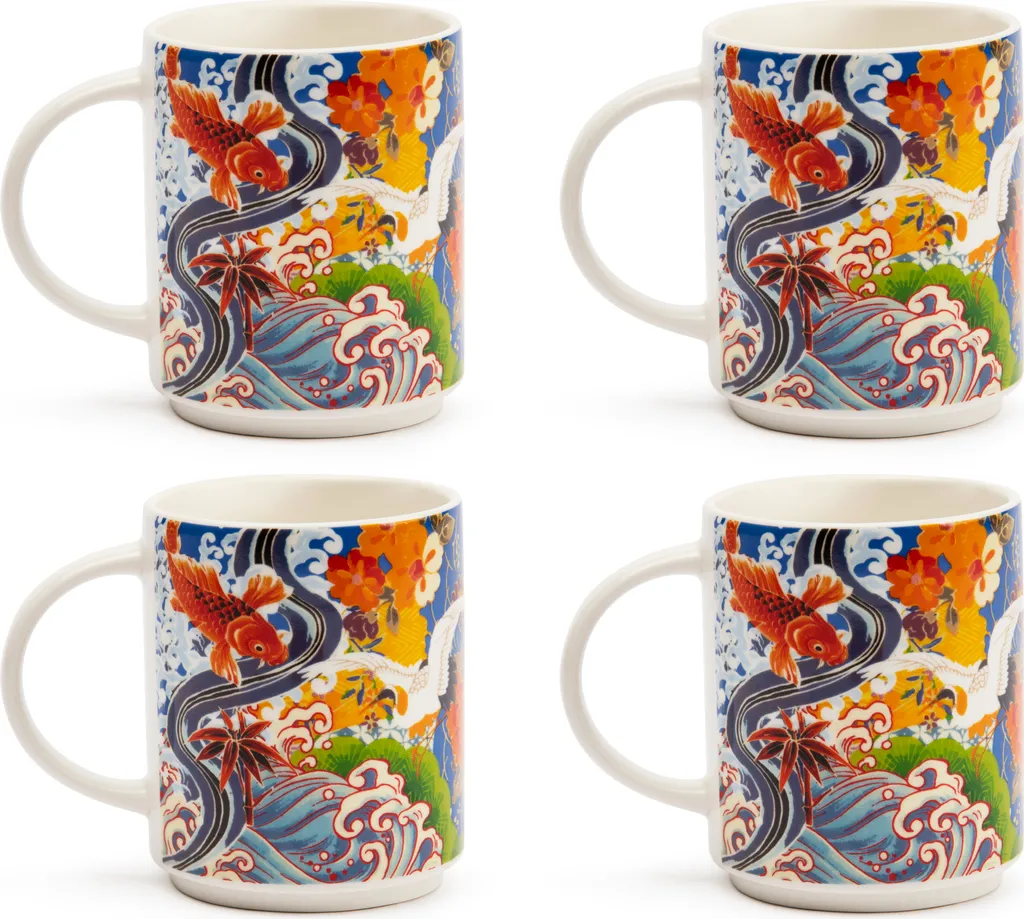 Excelsa Kimono Mugs Porcellana 30 cl - Set 4 Tazze Cucina Moderna