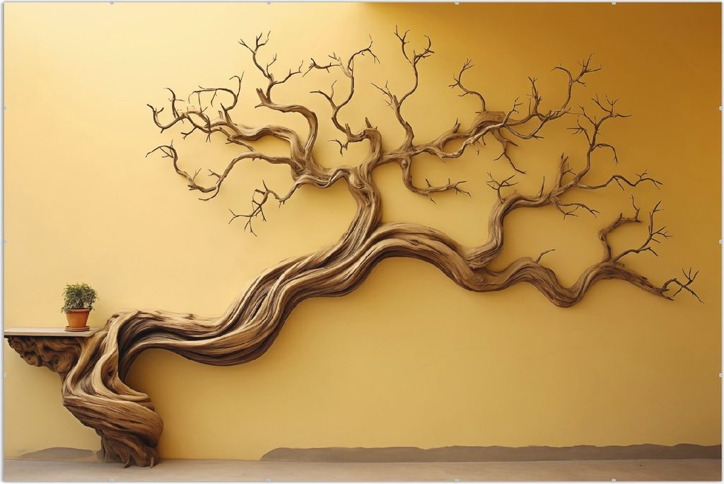 Wallario Wandbild Lebensbaum Skulptur, Größe: 61 x 91,5 cm, Poster mit rahmenlosen Bildhalter