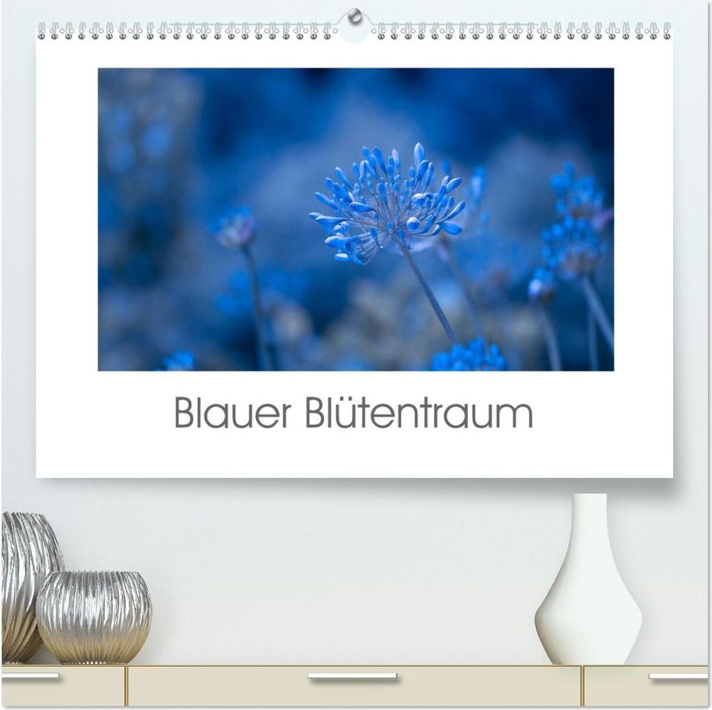 Blauer Blütentraum (hochwertiger Premium Wandkalender 2026 DIN A2 quer), Kunstdruck in Hochglanz