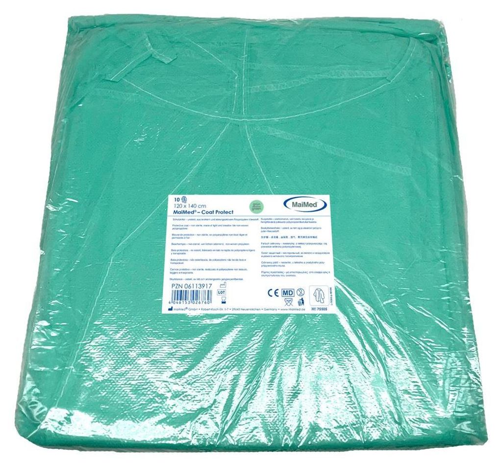 MaiMed Coat Protect | 100 Schutzkittel | grün | Vlies | 120 x 140 cm