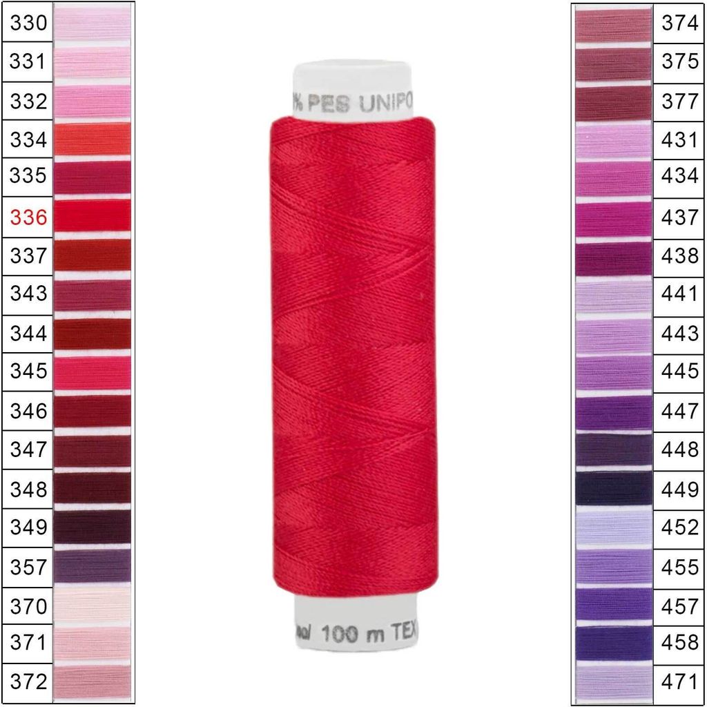 Nähgarn 100m Unipoly 120 Tex14x2 Polyester Nähfaden Nähmaschinengarn Farben 2v6 , Farbe:336