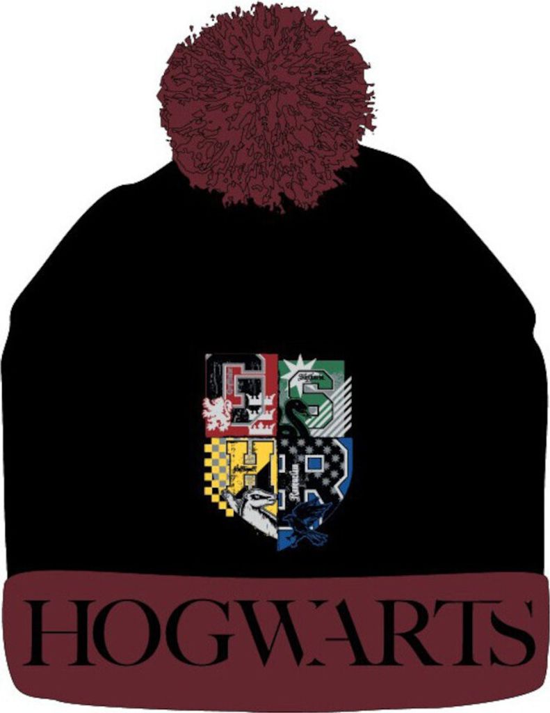 Wintermütze mit Motiv aus Harry Potter "Hogwarts", mit Bommel, 54