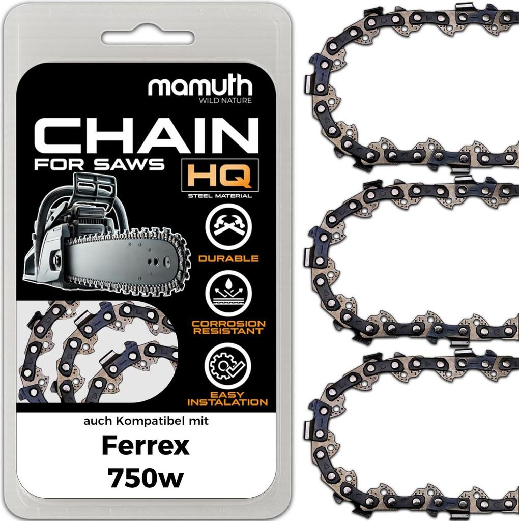 3x Sägekette Kettensäge 35cm 1,3mm 3/8"' 50 TG für Ferrex 750w