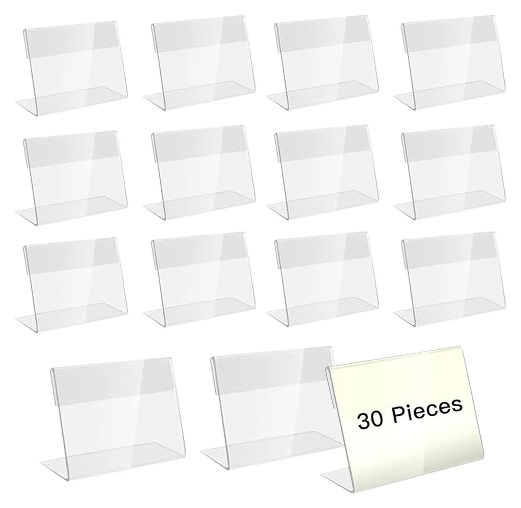 Porte-étiquette transparent 9x6 cm - Solution affichage propre x30