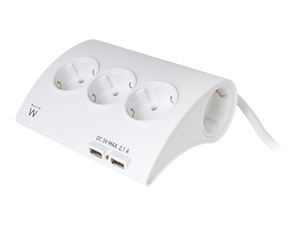 Ewent Verteilersteckdose mit 5 Ausgängen und 2 USB Anschlüssen EW3935